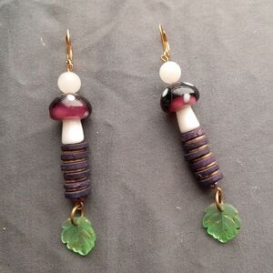 Purple Mushroom Stack Earrings